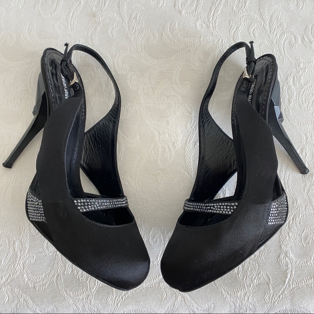 Giorgio Armani satin crystal embellished pumps - Picture 3 of 10